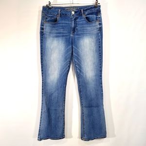 AMERICAN EAGLE Women's Sz 14 Stretch Skinny Kick Denim Jeans Super  stretch